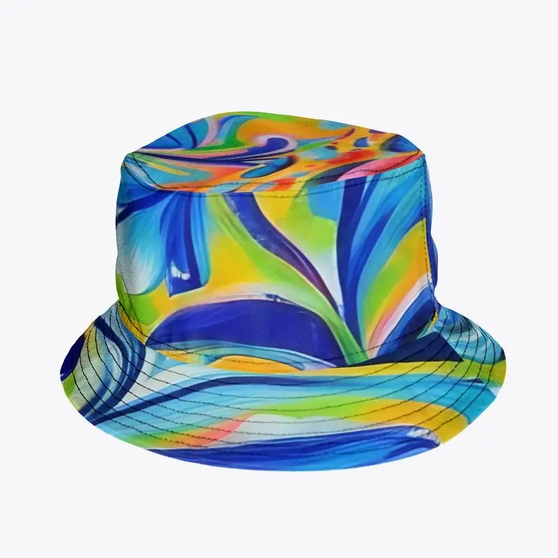 Abstract Blue Floral Swirl