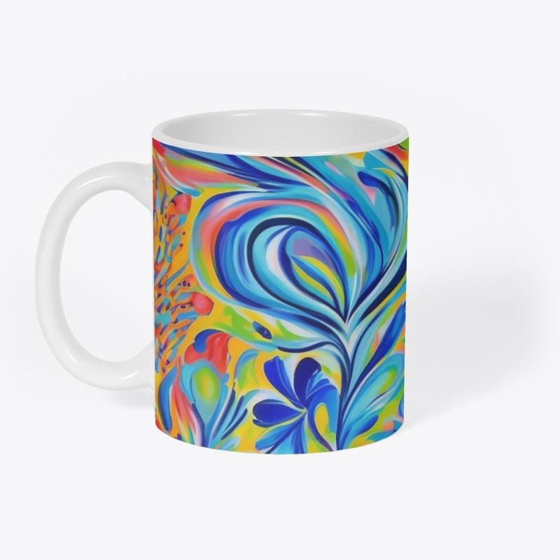 Abstract Blue Floral Swirl