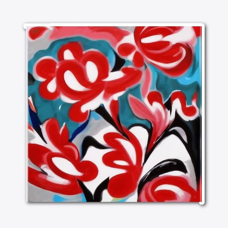 Red Flower Swirls Abstract