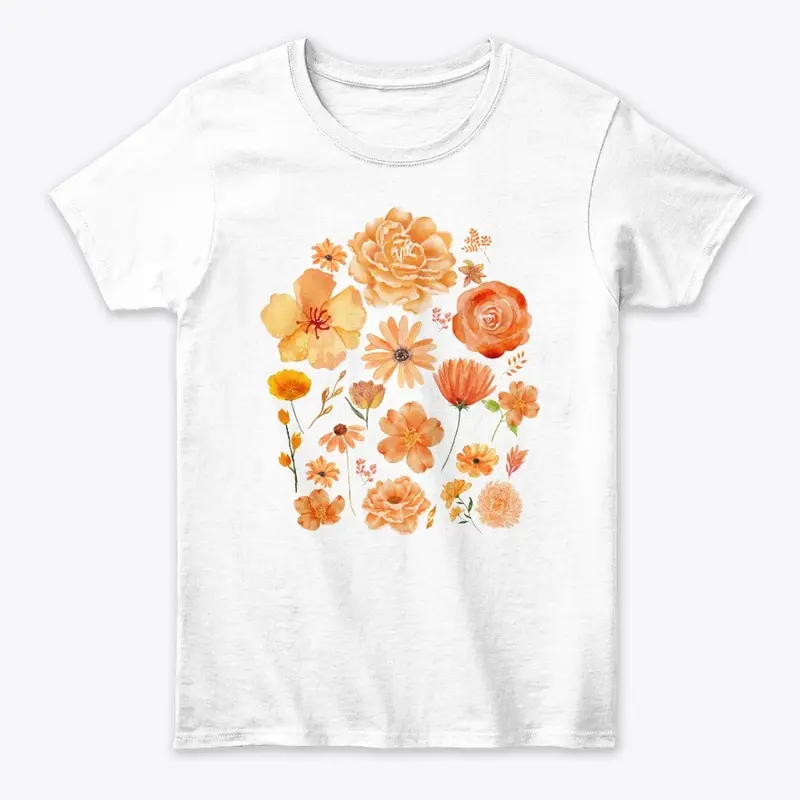 Orange Flower Print 