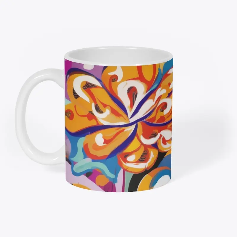 Bright Orange Floral Abstract Print 