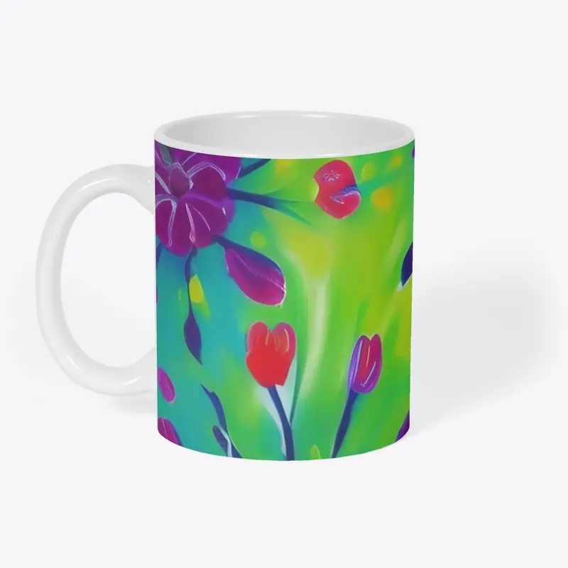 Spring Purple and Green Floral Print