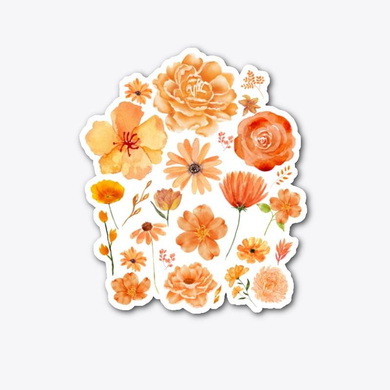 Orange Flower Print 