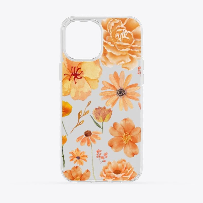 Orange Flower Print 