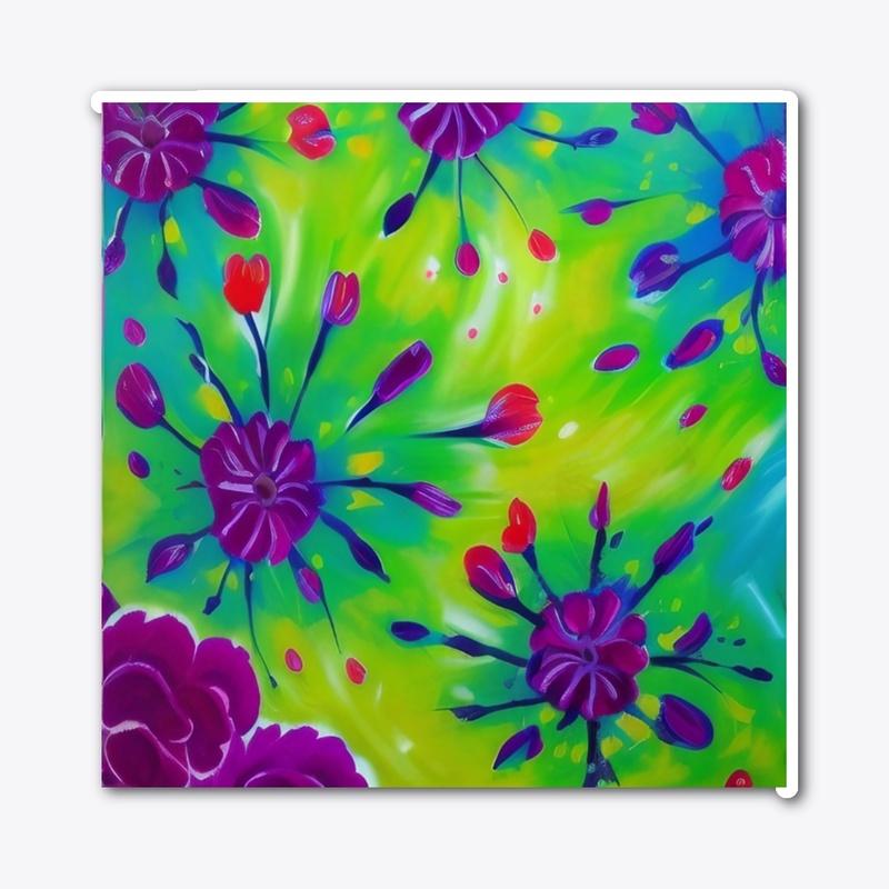 Spring Purple and Green Floral Print